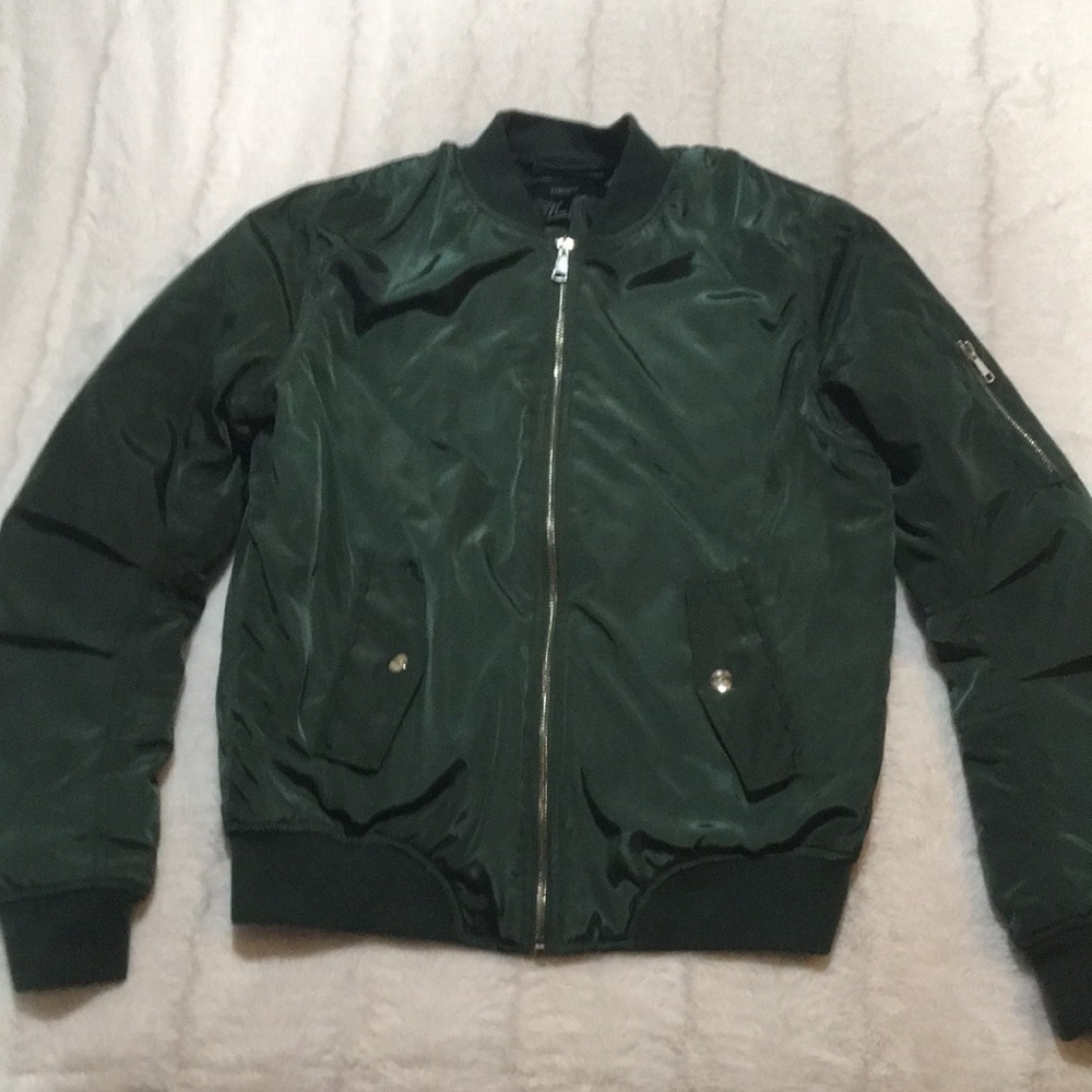 Forever 21 dark green bomber jacket